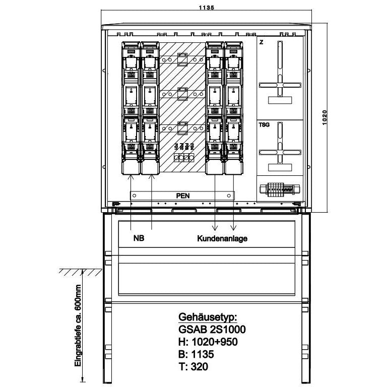 GSAB Elektrotechnik - Zähler-Komplettschrank Wandlermessung 49.W630.001 Mainova 630A