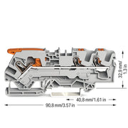 WAGO - Durchgangs-Reihenklemme 3-Leiter-Durchgangsklemme 2106-5301 6qmm, grau − 25 Stück