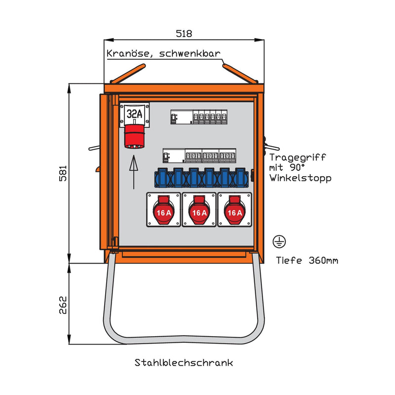 Walther Werke - Baustromverteiler Endverteiler WEV0781R1 22kVA