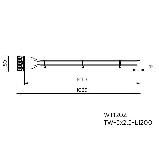 Philips Lighting - Elektrisches Zubehör/Ersatzteile für Leuchten Durchgangsverdrahtung WT120#75518599(VE10) DV 5x2.5-L1200