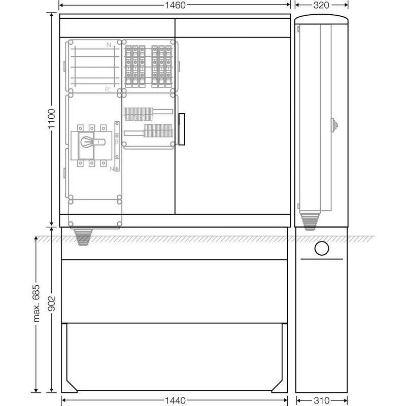 Hensel - Verteilerschrank für Energieversorgung Ladeverteiler Mi EV 11kW 6010 f.6 Ladep. a 11kW