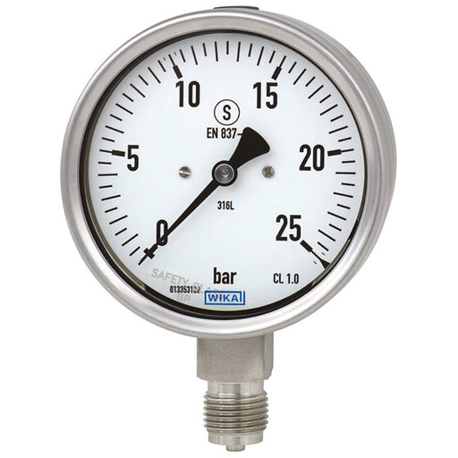 Wika Wiegand - Rohrfedermanometer RFMano 232.30.160VASI Glyz 9011765 16barG1/2Bunt
