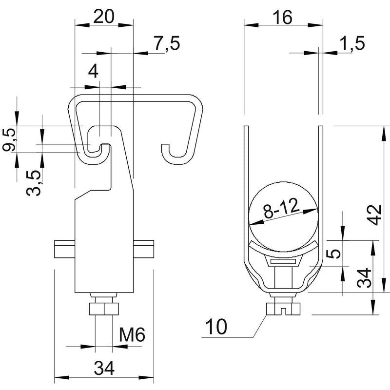 OBO Bettermann - Bügelschelle BBS-Bügelschelle 2056U 12 FT f.1 Kabel − 100 Stück