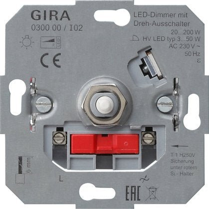 Gira - Dimmer LED-Dimmeinsatz 030000 20-200W m.Dreh-Aus