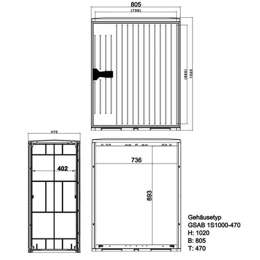 GSAB Elektrotechnik - Gehäuse/Schaltschrank (leer) Normkabelverteilerschrank 1S1000-470MDS HxBxT:1020x805x470