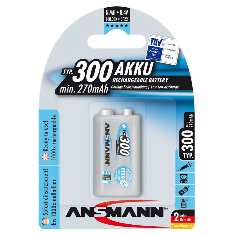 Hückmann - Akku 9V Block E 131428 270mAhvBli1 Ansmann