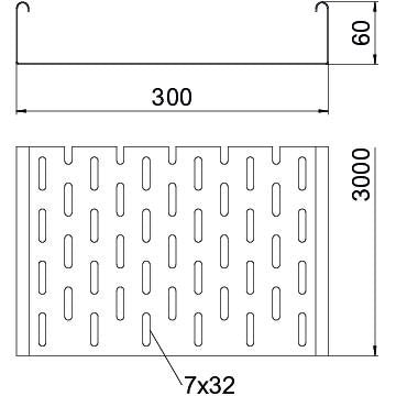OBO Bettermann - Kabelrinne MKS 630 FS 60x300mm − 3 Meter