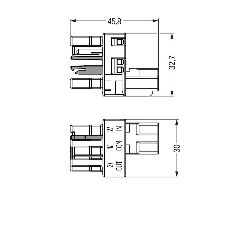 WAGO - Kompaktverteiler für steckbare Gebäudeinstallation Verteiler 770-974/076-000 2pol./3pol.,Kod. B − 25 Stück