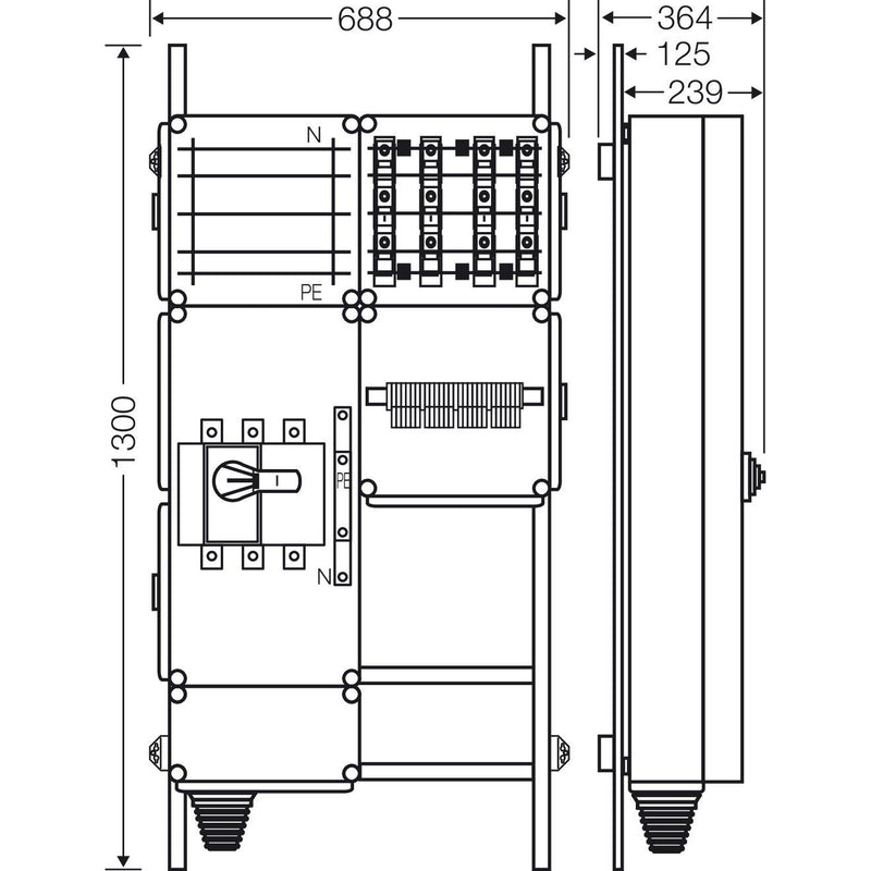 Hensel - Verteilerschrank für Energieversorgung Ladeverteiler Mi EV 22kW 4000 f.4 Ladep. a 22kW