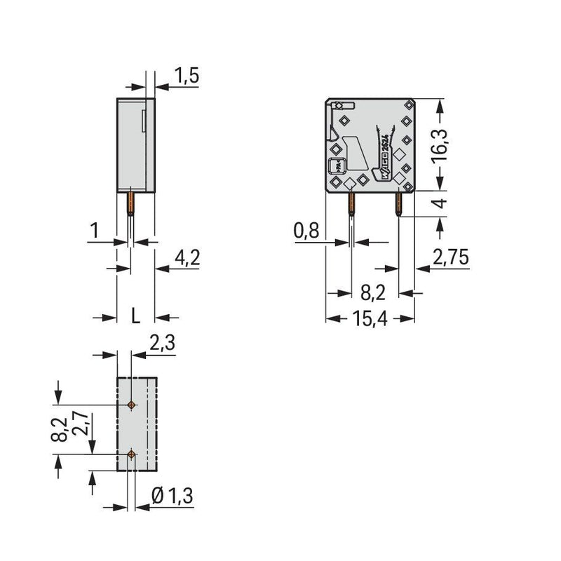 WAGO - Leiterplattenklemme Leiterplattenklemme,4 mm² 2624-3101/000-016 Maß5mm,gn-ge − 300 Stück