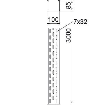 OBO Bettermann - Kabelrinne BKRS F 810 FS 85x100x3000 − 3 Meter