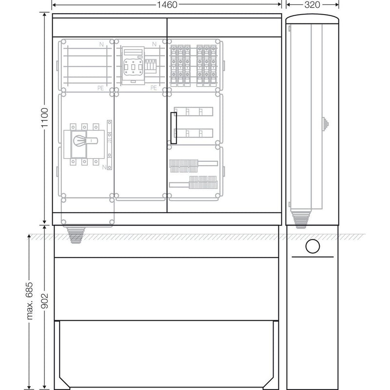 Hensel - Verteilerschrank für Energieversorgung Ladeverteiler Mi EV 11kW 6111 f.6 Ladep. a 11kW