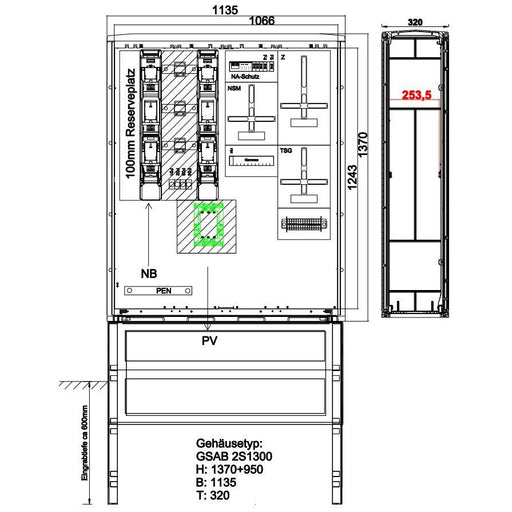 GSAB Elektrotechnik - Zähler-Komplettschrank Wandlermessung 49.W250.AR-01 Mainova 250A