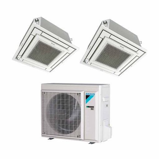Daikin Deckenkassette Euroraster (FFA‑A9 + BYFQ60CW Panel) Multisplit Klimaanlage 2 × Deckenkassette + Außeneinheit – 2 Innen
