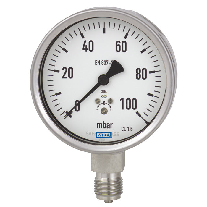 Wika Wiegand - Rohrfedermanometer KapsFedMano 632.50.100 VA 4510127 -100..0mbar1/2NPTrue
