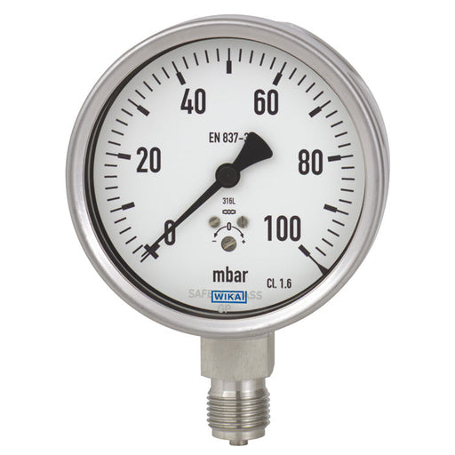 Wika Wiegand - Rohrfedermanometer KapsFedMano 632.50.160 VA 40039625 -160..0mbarG1/2Brue