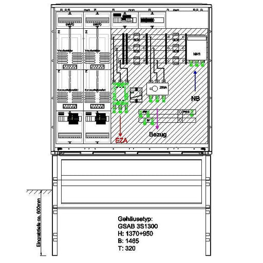 GSAB Elektrotechnik - Zähler-Komplettschrank Wandlermessung 25.W250.AR-01Ei EnbW 250A