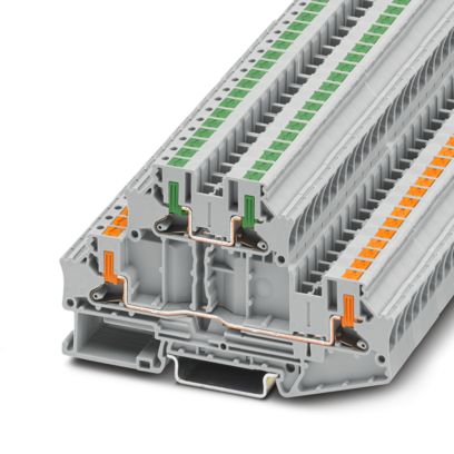 Phoenix Contact - Durchgangs-Reihenklemme Doppelstockklemme PTTBV 4/U-OG/O-GN − 50 Stück