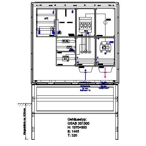 GSAB Elektrotechnik - Zähler-Komplettschrank Wandlermessung 07.W200.001 Vattenf. Berlin 200A