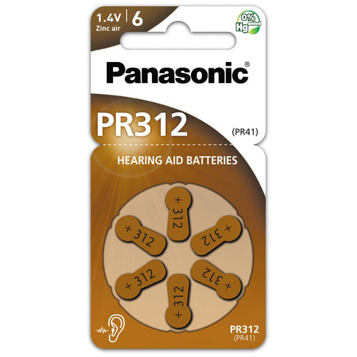Hückmann - Batterie Hörgerätebatterie 1,4V PR312(VE 6) 312 Bli6 Panasonic