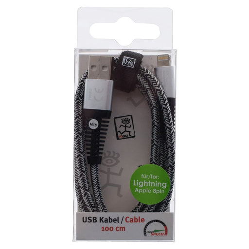 Hückmann - Zubehör/Ersatzteile für Batterie/Akku/Ladegerät Datenkabel Nylon USB 145356 8-Pin, 100cm
