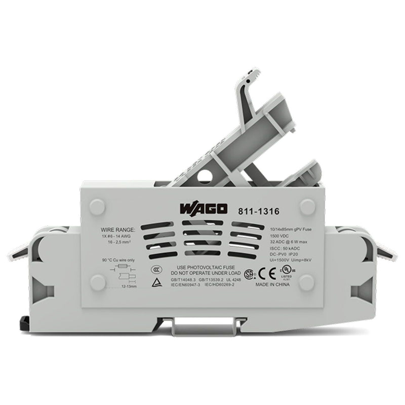 WAGO - Halter für zylindrische Sicherung 2-Leiter-Sicherungshalter 811-1316 lgr − 12 Stück
