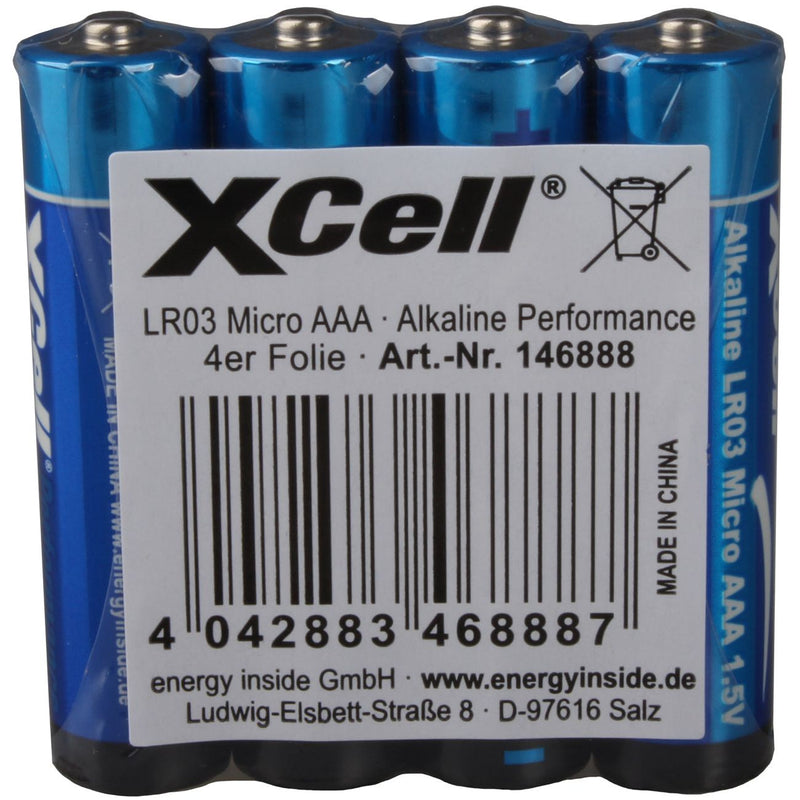 Hückmann - Batterie 1,5V Micro AAA LR03 AAAshrink(VE 4) 4er Folie Xcell − 10 Packung