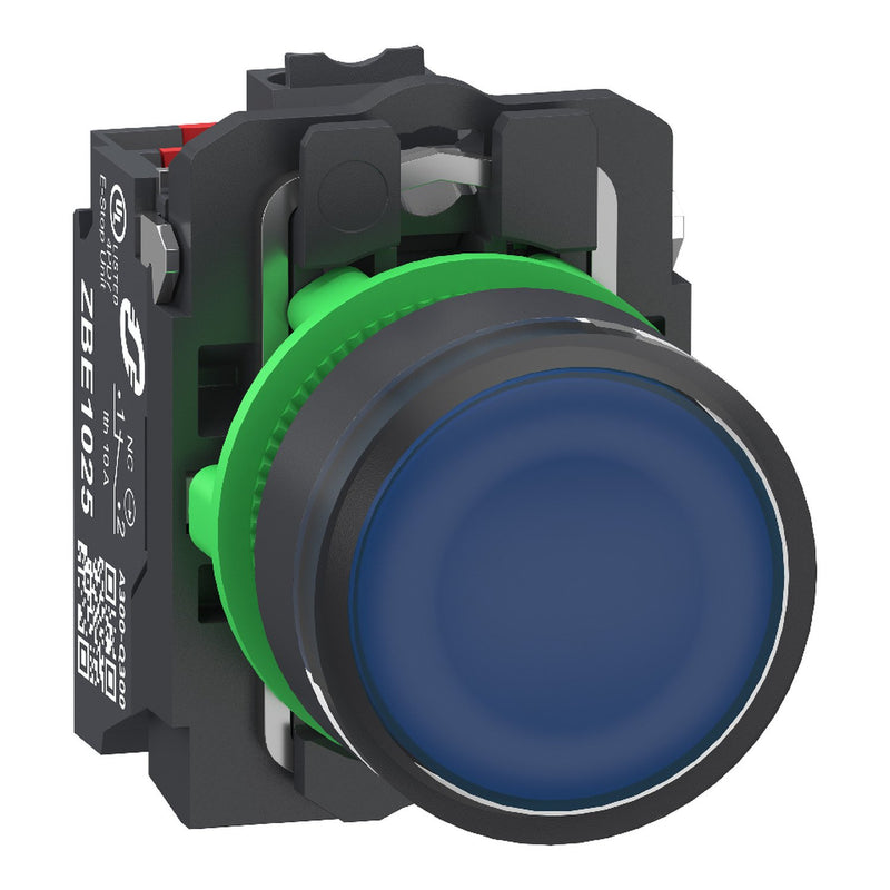Schneider Electric - Drucktaster, Komplettgerät Leuchtdruckt. Bl 1S 1Ö XB5AW36B55 24V 22Mm Push In