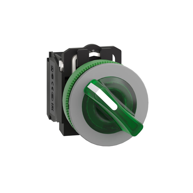 Schneider Electric - Wahlschalter, Komplettgerät Leuchtwahlschalter XB5FK123M5C0 gn,230V,1S+1Ö,in gr