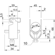 OBO Bettermann - Bügelschelle BBS-Bügelschelle 2056N 40 FT f.1 Kabel − 100 Stück