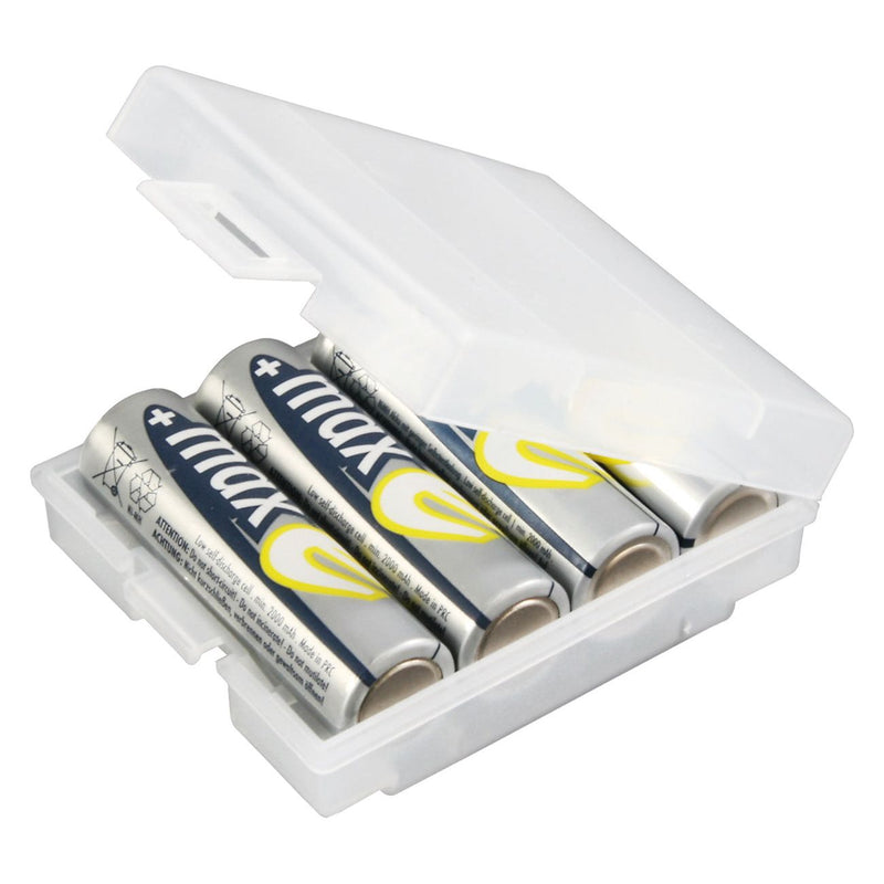 Hückmann - Zubehör/Ersatzteile für Batterie/Akku/Ladegerät Aufbewahrungsbox 4er Akkubox 4 Zellen Gr. AAA/AA − 20 Stück