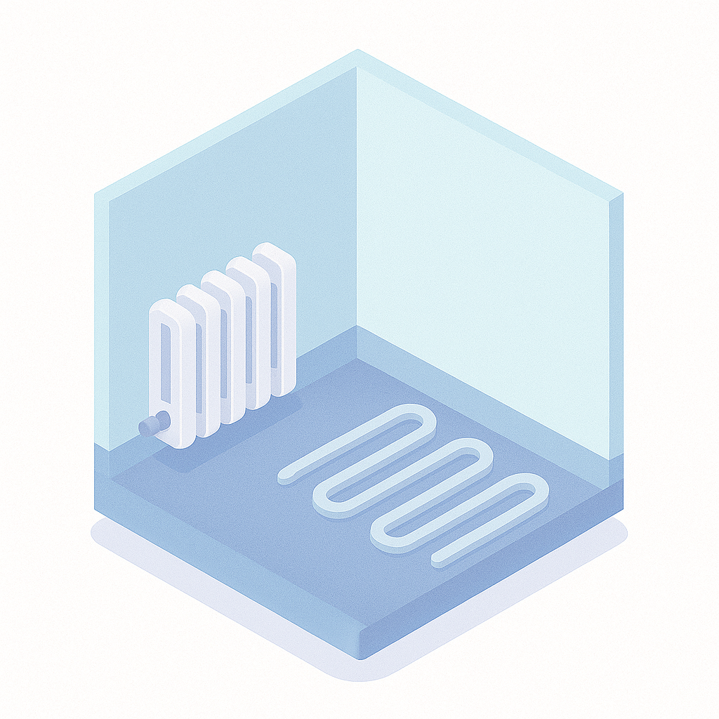 Heizkörper und Fußbodenheizung