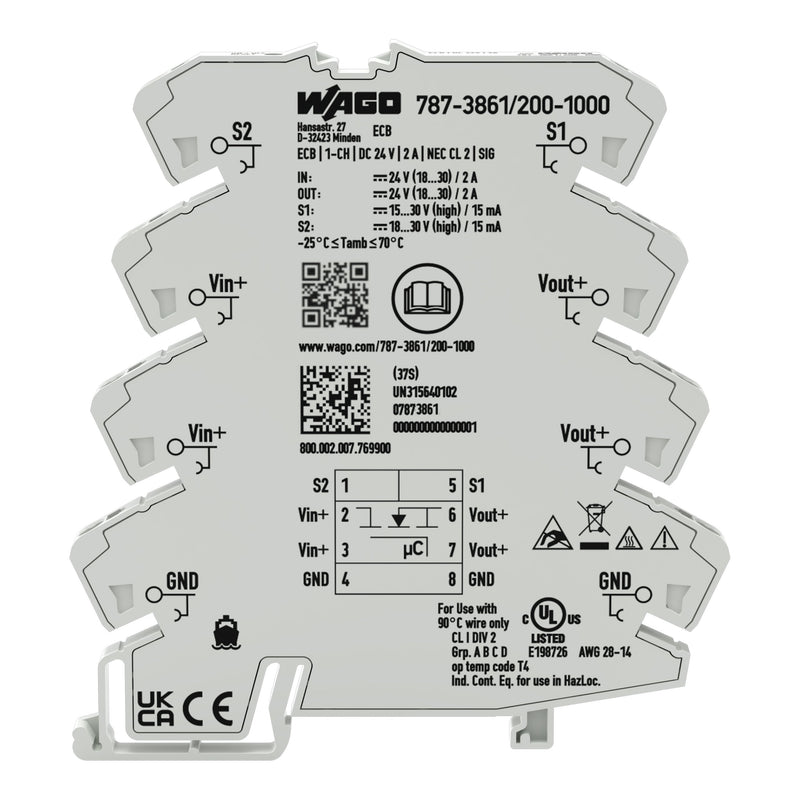WAGO - Stromüberwachungsgerät Elektron. Schutzschalter 787-3861/200-1000 1-kanalig, DC 24 V