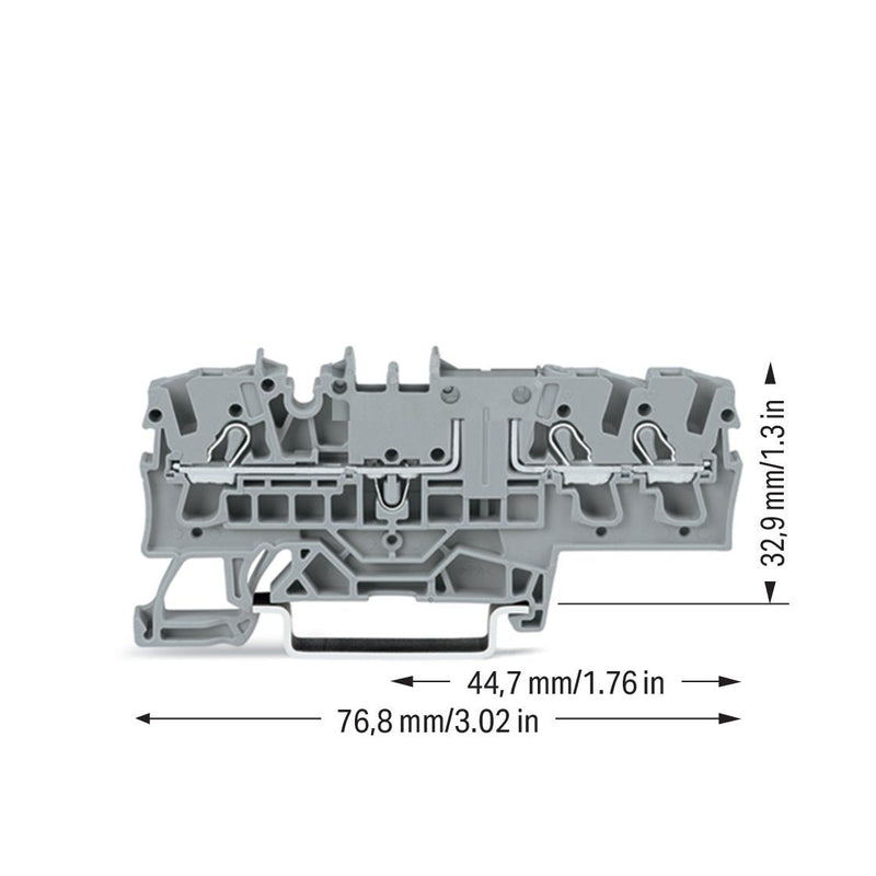 WAGO - Durchgangs-Reihenklemme 3-Leiter-Durchgangsklemme 2002-1701 2,5mm² grau − 50 Stück