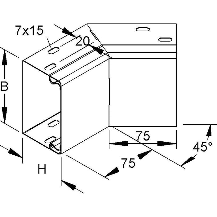 Niedax - Inneneck für Leitungsführungskanal Inneneck, 45 Grad LEIB 60.100  − 1 Stück
