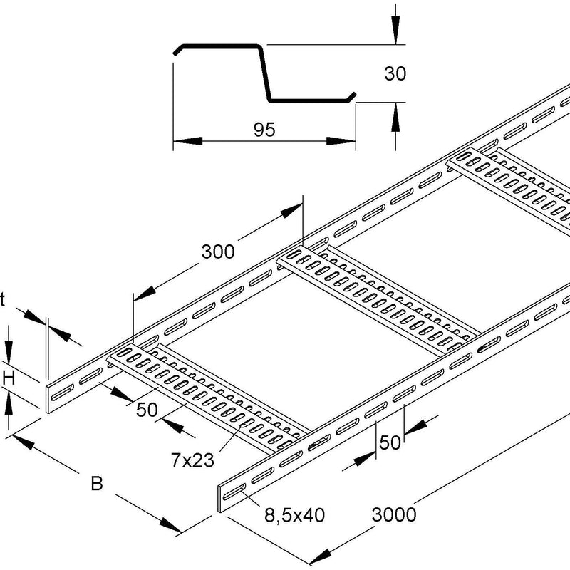 Niedax - Kabelleiter KLMZLL 40.150-300 F 40x150mm − 3 Meter