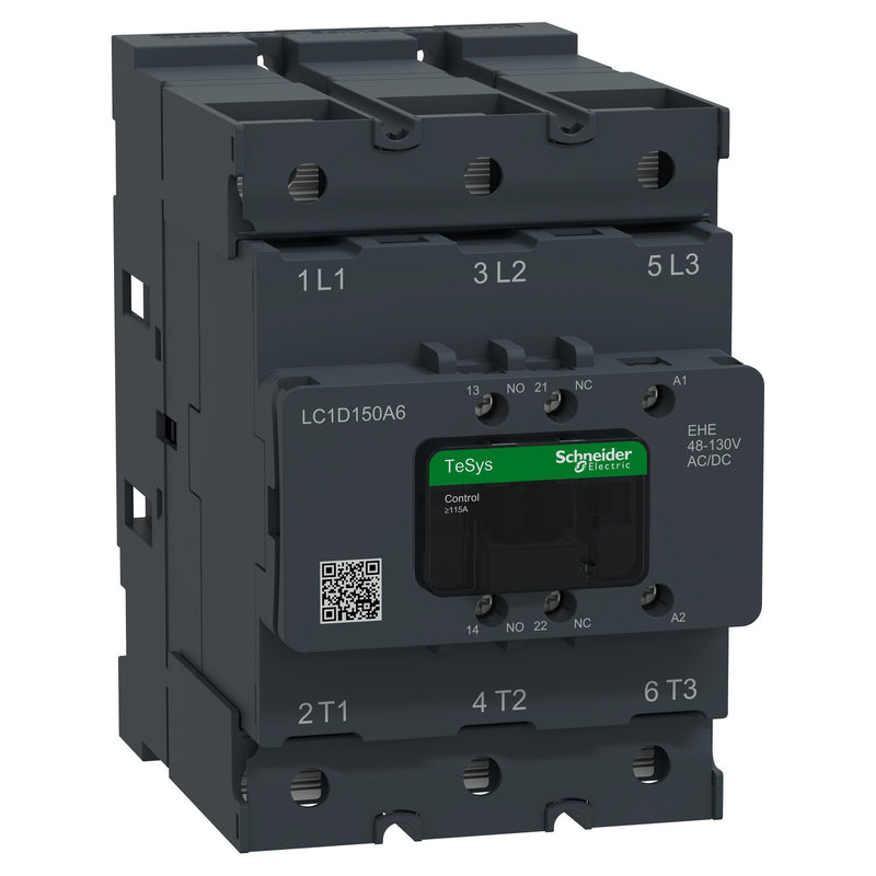 Schneider Electric - Leistungsschütz zum Schalten von Wechselstrom Schütz 3P 150A AC3 48-130V LC1D150A6EHE AC/DC 1S1Ö − 1 Stück