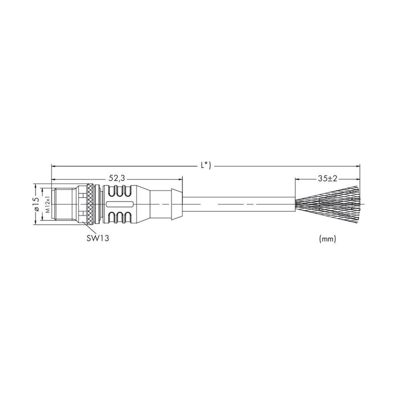 WAGO - Patchkabel Kupfer Industrie sercos Leitung M12D-Steck. 756-1601/060-200 axial,4-polig,rot − 1 Stück