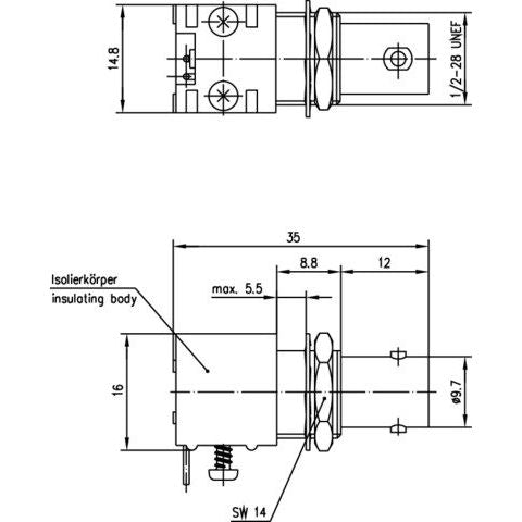 Telegärtner - Koax-Steckverbinder BNC-Einbaubuchse Form A 100023368 f.Gedr.Schaltung Iso