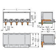 WAGO - Leiterplattensteckverbinder THR-Stiftleiste Lötstift 2092-3425/200-000 1,4mm,abgew.,lgr − 100 Stück