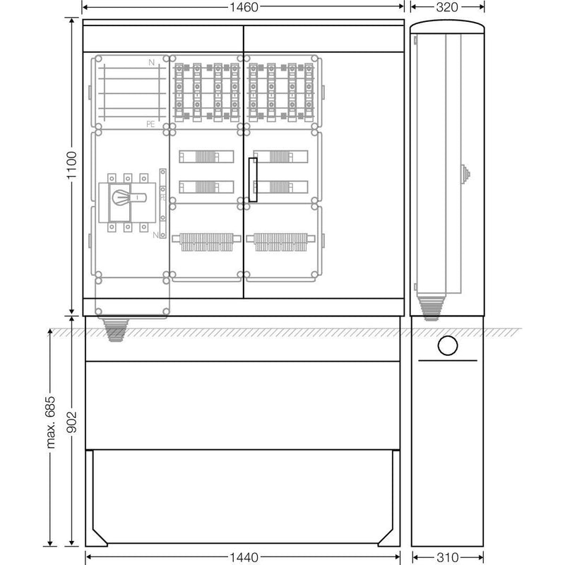Hensel - Verteilerschrank für Energieversorgung Ladeverteiler Mi EV 22kW 8110 f.8 Ladep. a 22kW