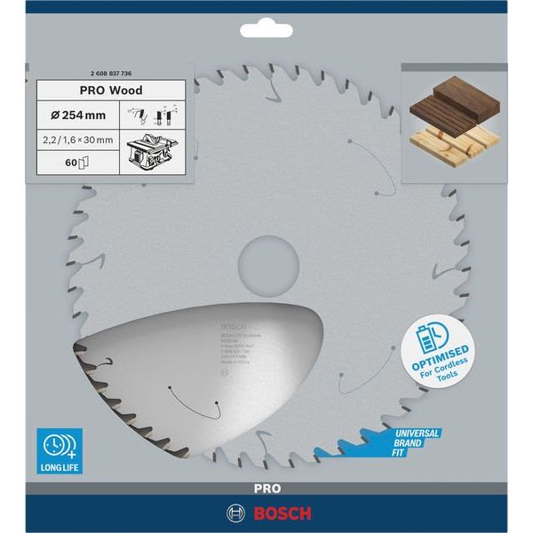 Bosch - Kreissägeblatt PRO Wood cordless 2608837736 Kreissägeblatt 254 x
