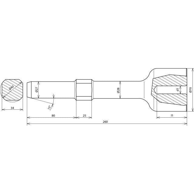 DEHN - Einschlaghilfe für Stab-/Tiefenerder Hammereinsatz HETE20R27LVHWNSTBLAN f. TE D20mm L260mm