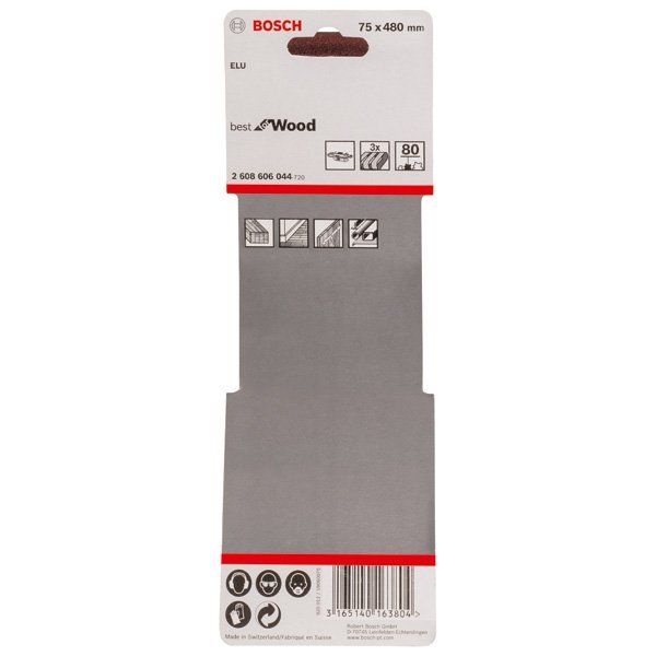 Bosch - Schleifpapier/Schleifvlies PRO X440 Schleifband, 75 x 2608606044 480 mm, G80, 3-tlg