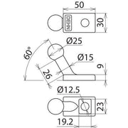 DEHN - Festpunkt für EuK-Vorrichtung Kugelfestpunkt KFP 25 S AL 12 D25mm schräg