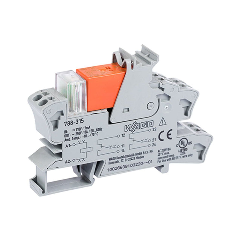 WAGO - Schaltrelais Stecksockel m.Relais 788-315 2W, 110V DC/2x8A − 20 Stück