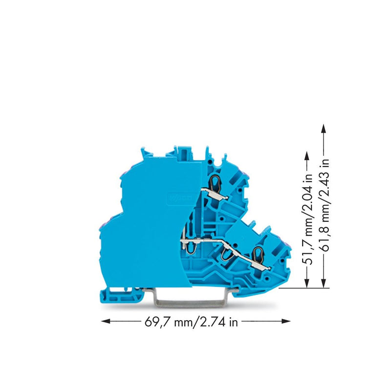 WAGO - Durchgangs-Reihenklemme Doppelstockklemme 2000-2209/099-000 Abschlussplatte,blau − 50 Stück