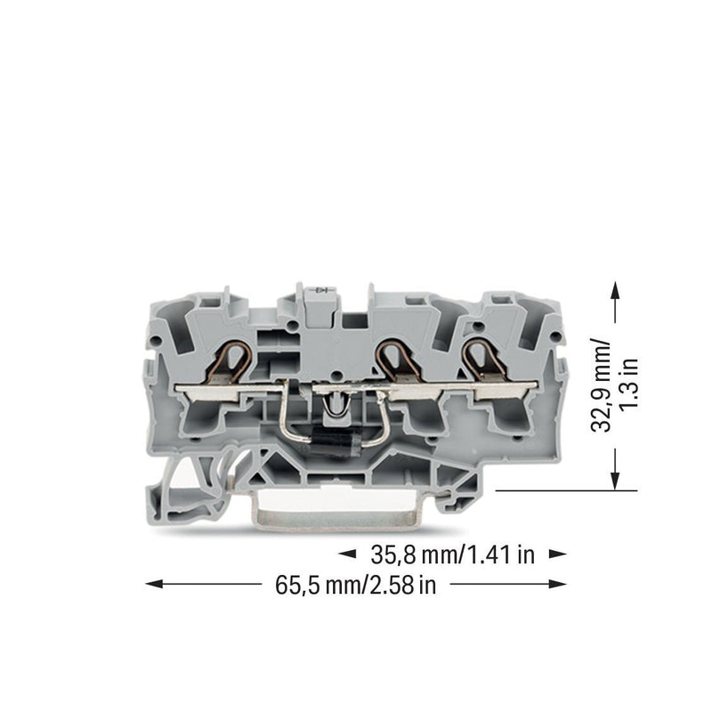 WAGO - Bauelement-Reihenklemme Bauelementklemme 2004-1311/1000-400 Diode 1N5408,grau − 50 Stück