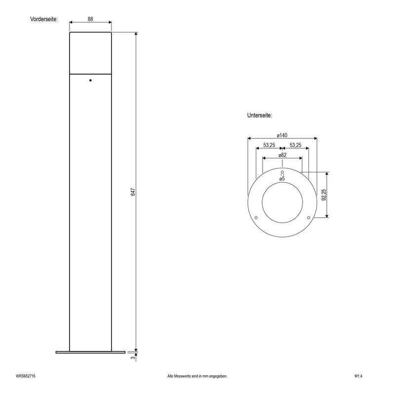 EVN Lichttechnik - Wegeleuchte Pollerleuchte WRS652715 IP44