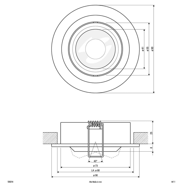 EVN Lichttechnik - Downlight/Strahler/Flutlicht NV-Einbauleuchte 506014 schwenkbar